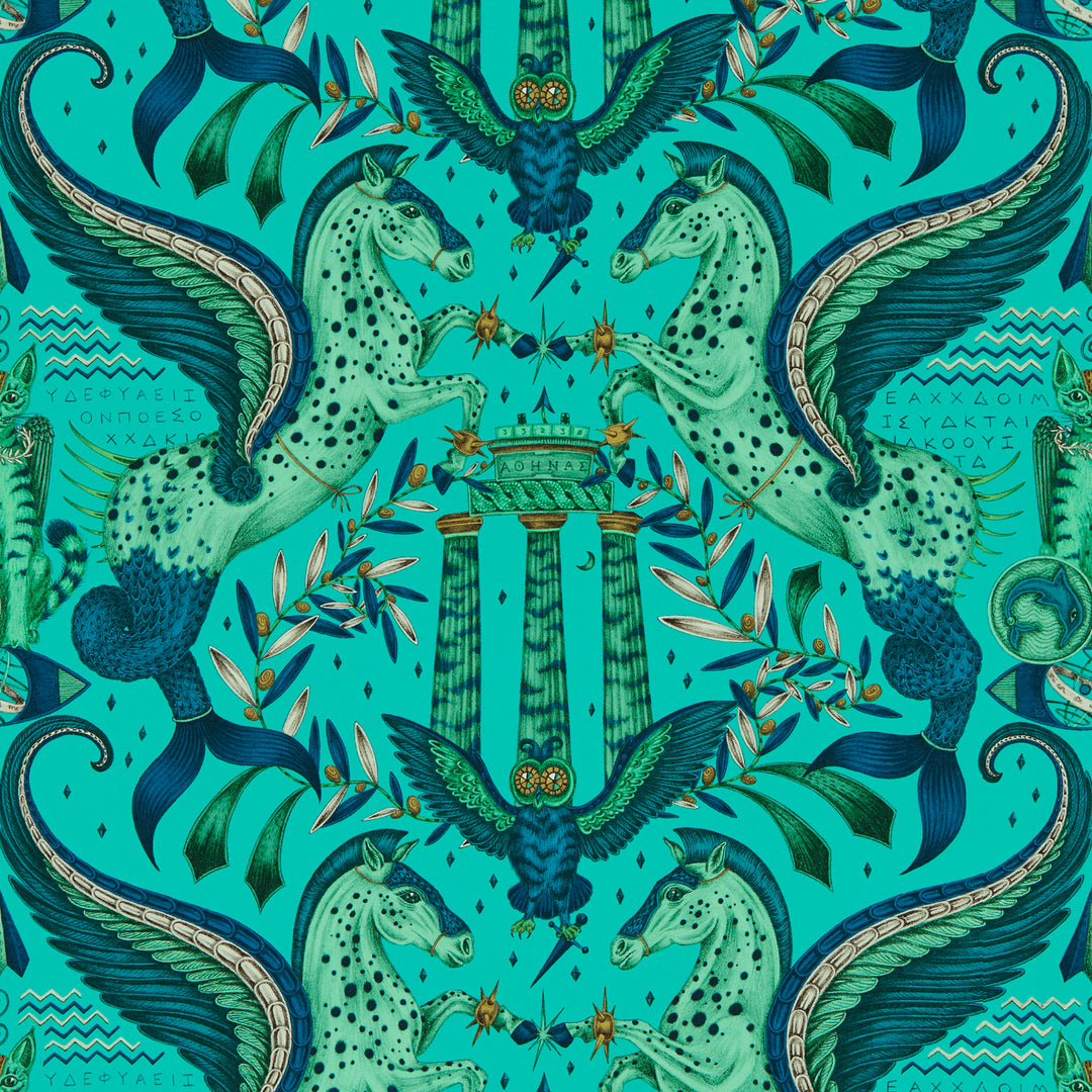 Odyssey Mythos - Peacock Wp W0215/02.CAC.0 by Clarke & Clarke Designer Wallcovering