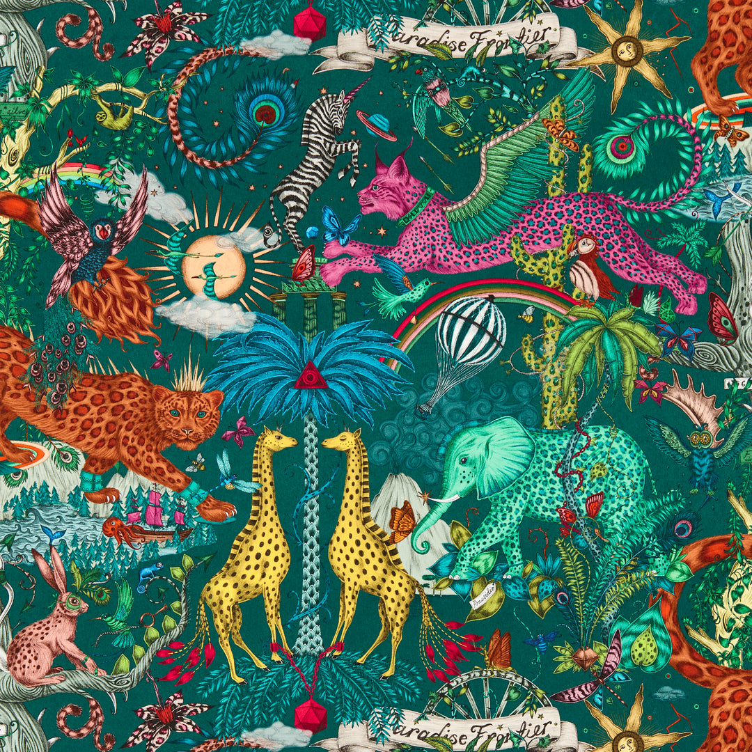 Paradise Lost - Teal Wp W0216/05.CAC.0 by Clarke & Clarke Designer Wallcovering