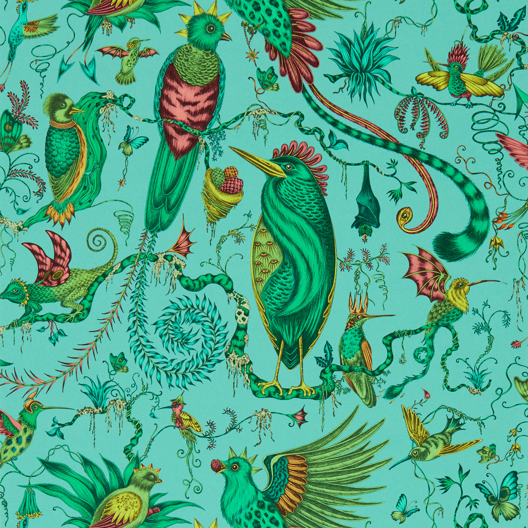 Quetzal - Aqua Wp W0217/01.CAC.0 by Clarke & Clarke Designer Wallcovering