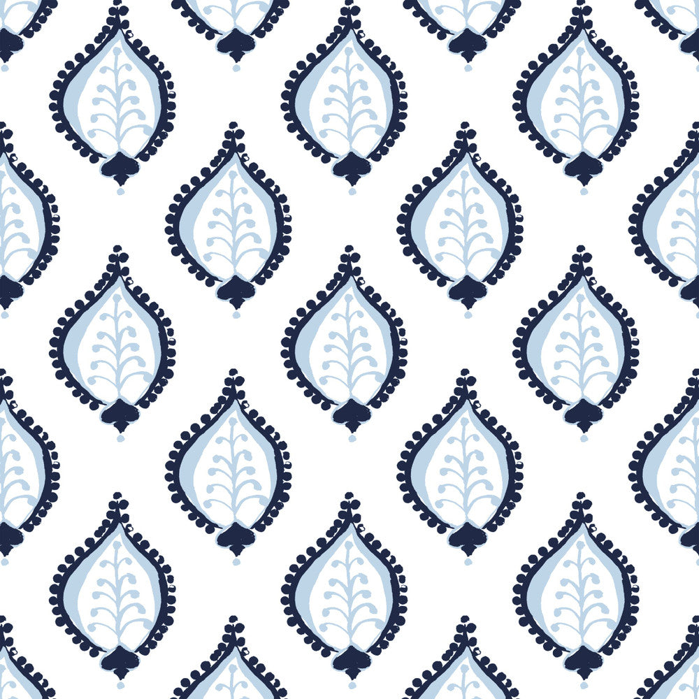 W04Vl-1 Gentle Navy Wallpaper by Aoc Designer Wallpaper HERITAGE WALLPAPER 100%PA USA Horizontal: 7 and Vertical: 6.75 27 in - Swanky Fabrics -