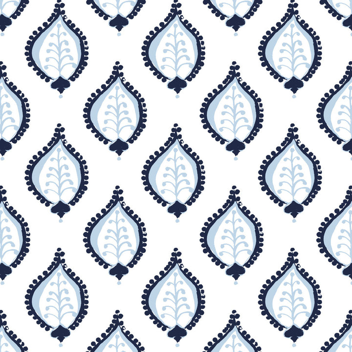W04Vl-1 Gentle Navy Wallpaper by Aoc Designer Wallpaper HERITAGE WALLPAPER 100%PA USA Horizontal: 7 and Vertical: 6.75 27 in - Swanky Fabrics -