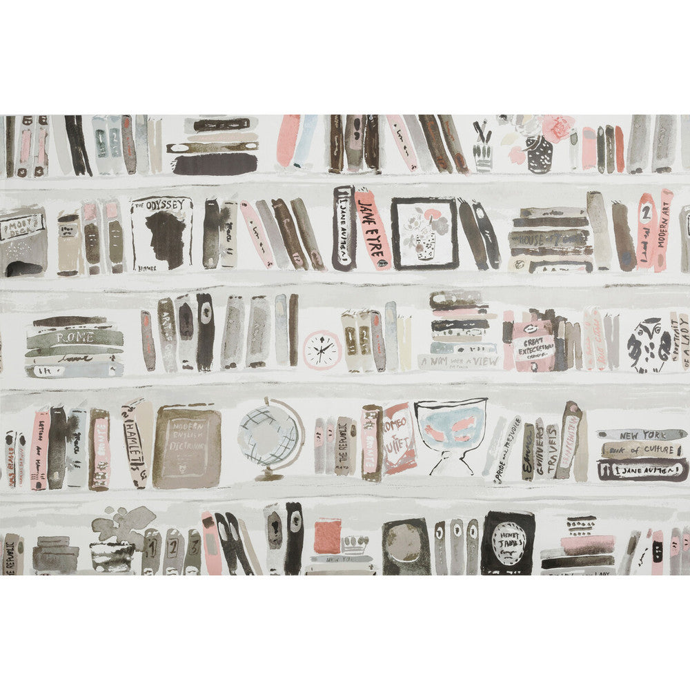 Bella Books Blush by Kravet Design Designer Wallcovering KATE SPADE WHIMSIES PAPER - 100% United States Horizontal: 54 and Vertical: 41.5 54 - Swanky Fabrics -