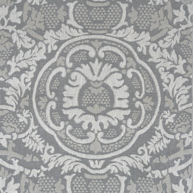 Earl Damask Charcoal W710840 by Thibaut Fabric Thibaut Fabric Earl Damask Charcoal W710840Fabric Heritage Fabric Book 100% Linen INDIA </p><p>Repeat: V: 24.5 54 - Fabric Carolina -