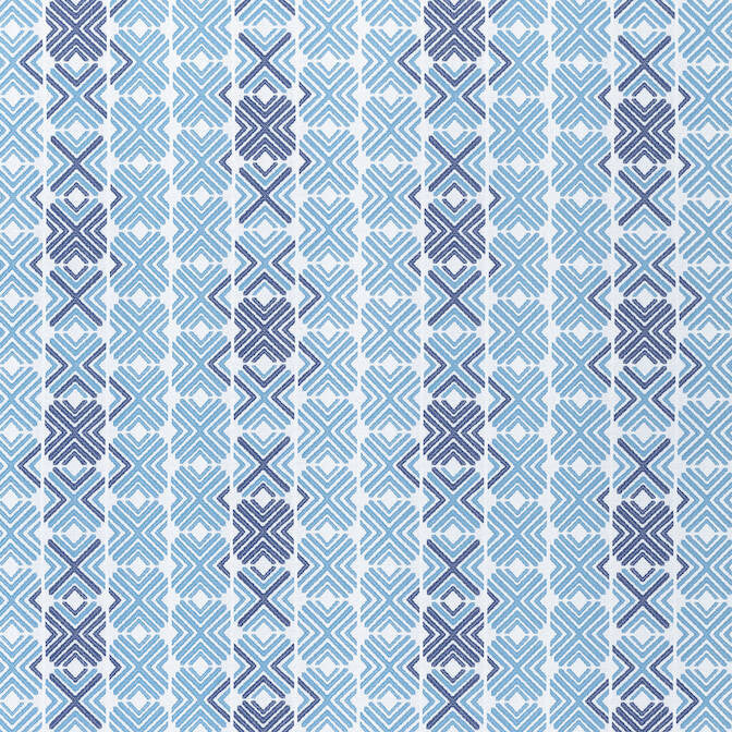 Jinx Sky and Royal Blue W74677 by Thibaut Fabric Thibaut Fabric Jinx Sky and Royal Blue W74677Fabric Festival 77% Poly (UV), 23% PCR Poly (UV) UNITED STATES </p><p>Repeat: V: 14.5 54 - Fabric Carolina -