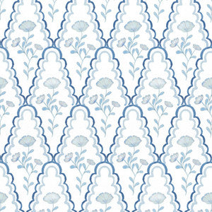 W7848 Scallop Floral 2 Harbor by Aoc Designer Wallcovering