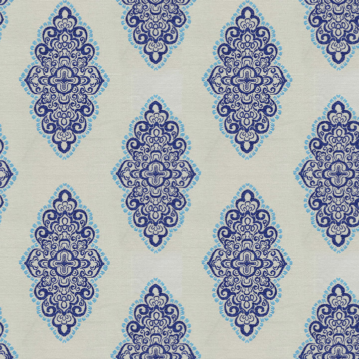 Sherlock 305 Azure by ABBEYSHEA Designer Fabric 100% Polyester China 60,000 Double Rubs (Wyzenbeek) </p><p>Repeat: Horizontal: 14.0" (35.6 cm) Up the Roll and Vertical: 14.8" (37.5 cm) Across the Roll 57" (144 cm) - Swanky Fabrics -