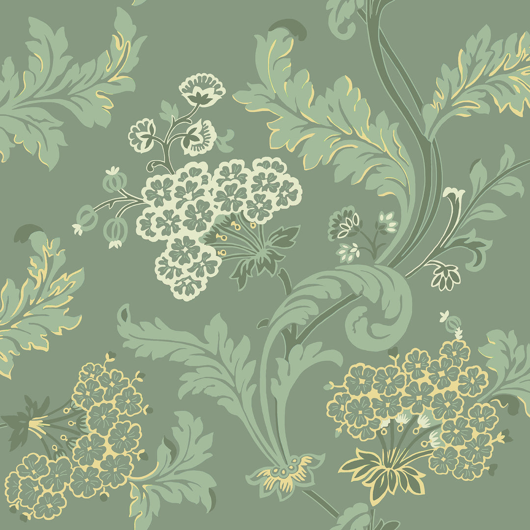 Emma - Shady Green WDR2036.WT.0 by Winfield Thybony Designer Wallcovering