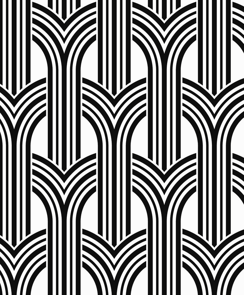 Hendrix Arches Off-White & Onyx WH40030 by Seabrook Designs Designer Wallpaper