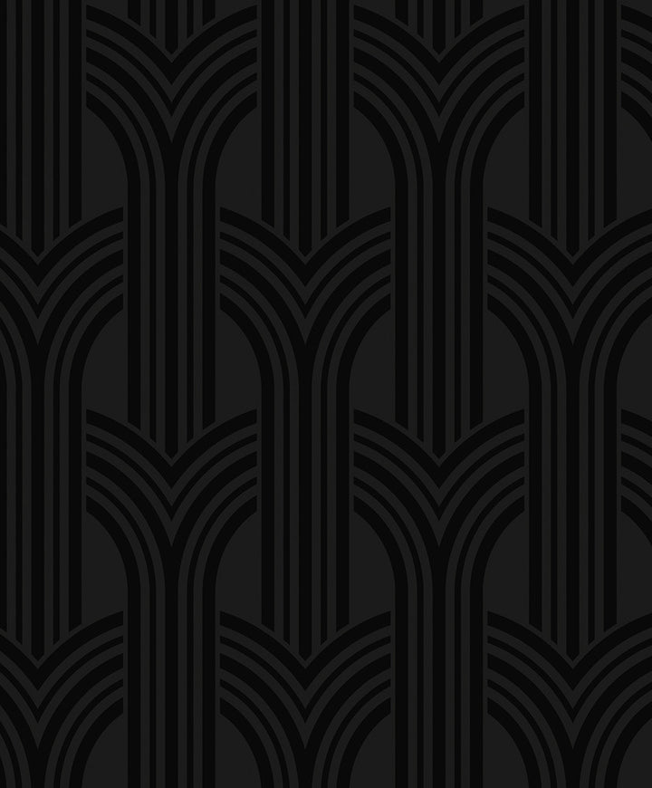 Hendrix Arches Carbon & Metallic Black WH40040 by Seabrook Designs Designer Wallpaper