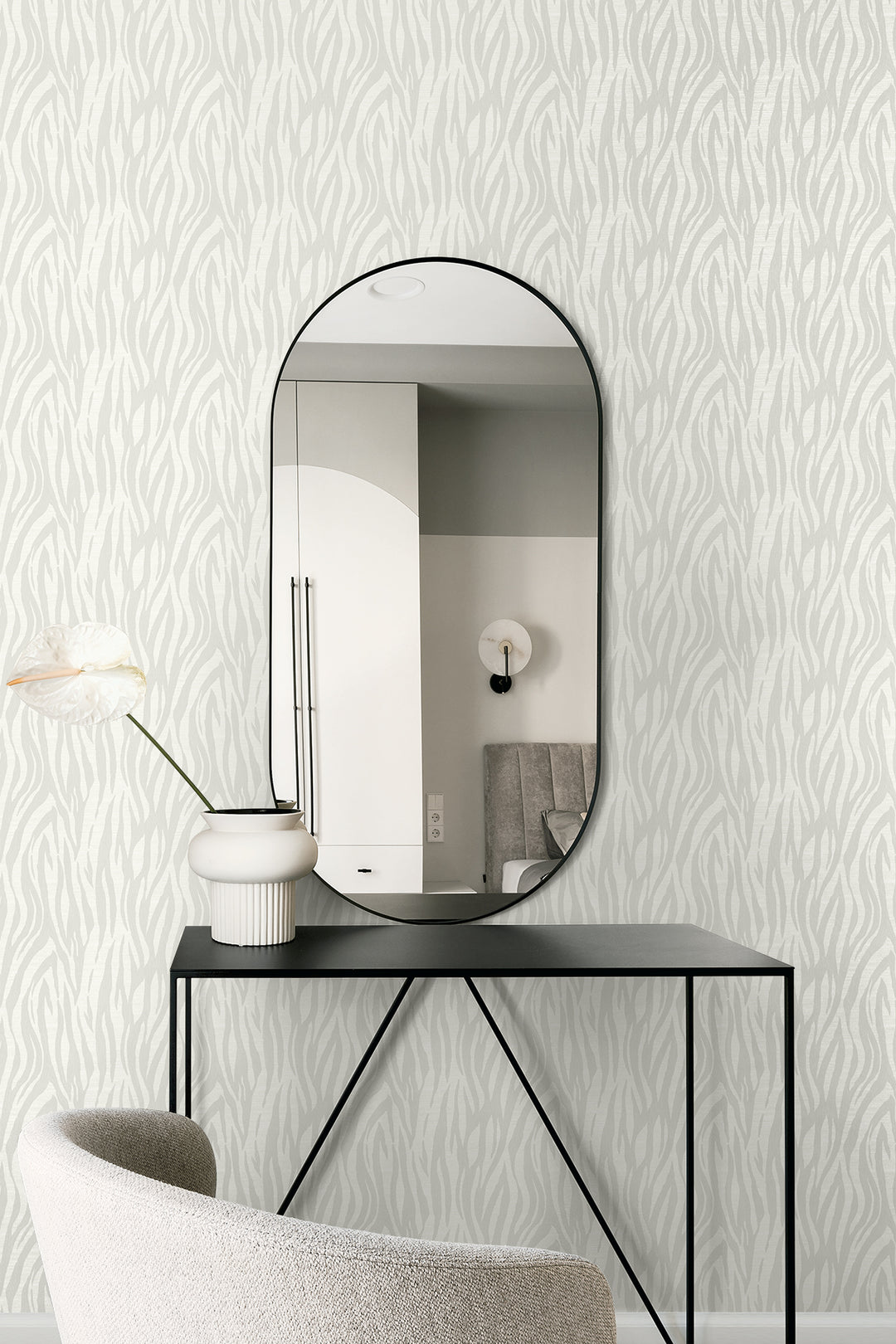 Jazz Faux Skin Metallic Ivory & Cream WH40210 by Seabrook Designs Designer Wallpaper