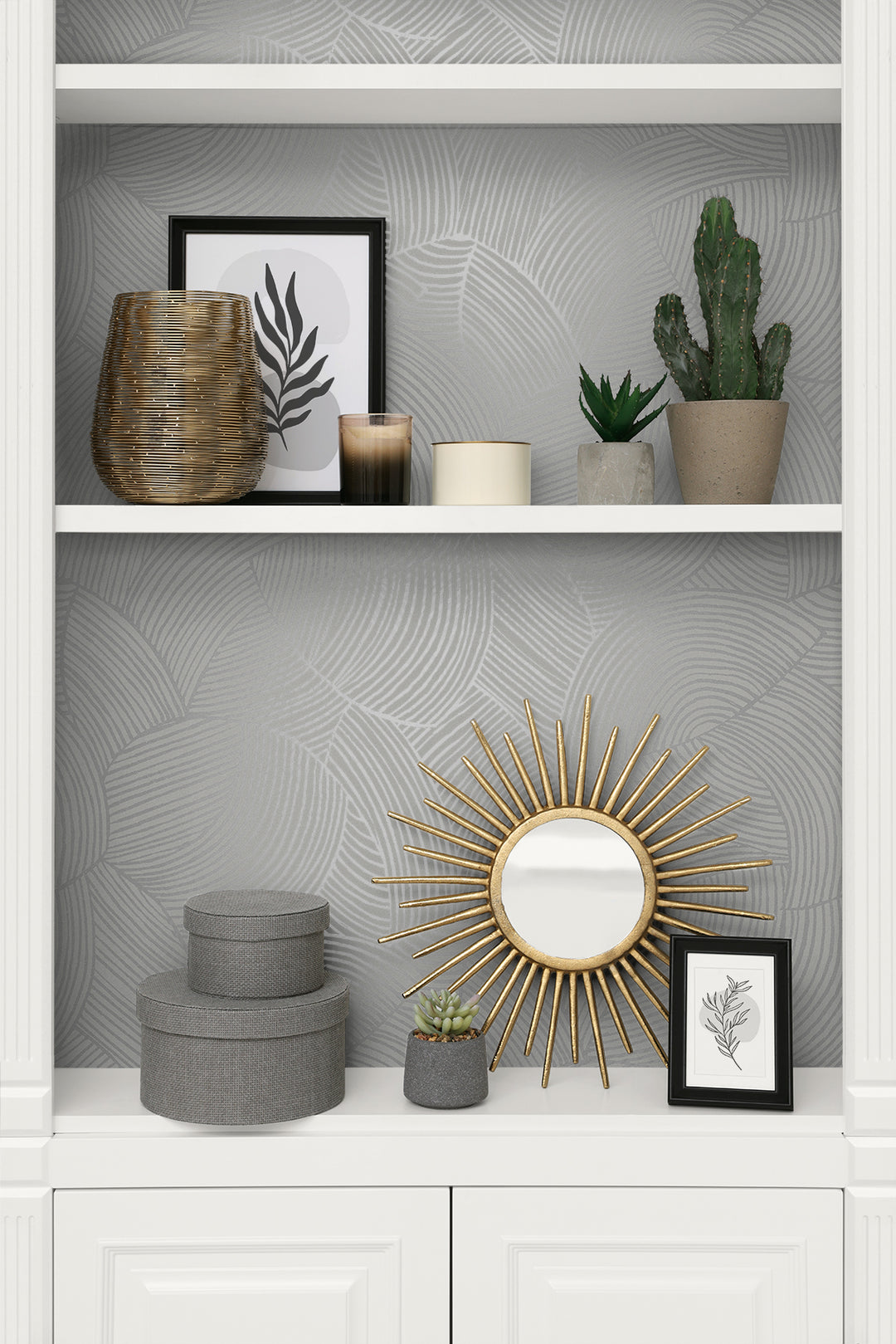 Symphony Geometric Metallic Smoke WH40405 by Seabrook Designs Designer Wallpaper