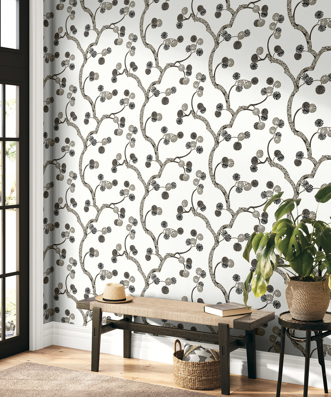 Allegra Branches Cream & Rhino WH41018 by Seabrook Designs Designer Wallpaper