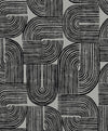 Piper Geometric Metallic Silver Sea & Black WH41300 by Seabrook Designs Designer Wallpaper