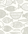 Cadence Fish Lily Grey WH41410 by Seabrook Designs Designer Wallpaper