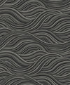 Melody Waves Metallic Charcoal & Black WH41700 by Seabrook Designs Designer Wallpaper