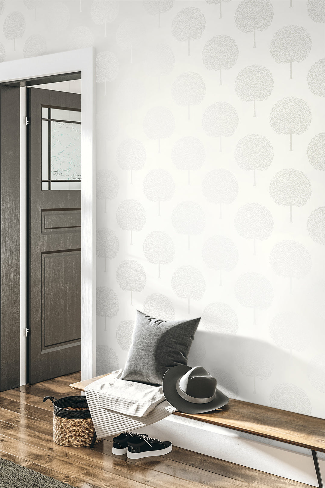 Demi Glass Beaded Trees Ivory & Glass Beads WH41810 by Seabrook Designs Designer Wallpaper