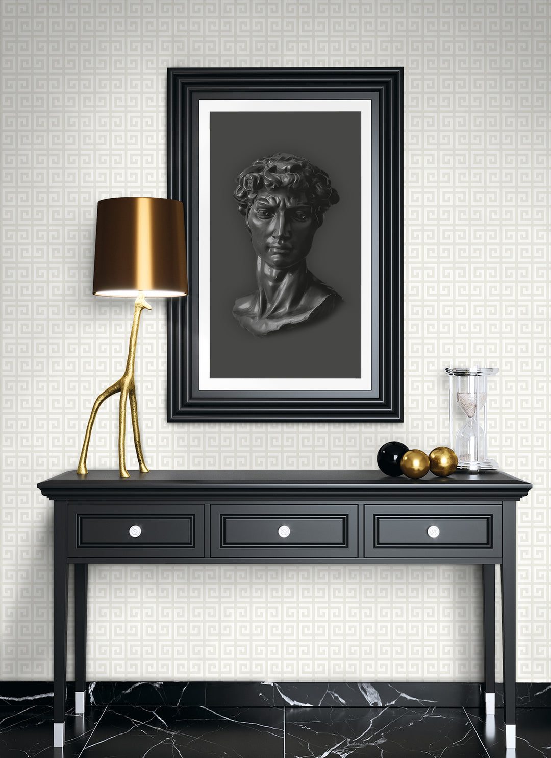 Major Greek Key Cream WH41900 by Seabrook Designs Designer Wallpaper
