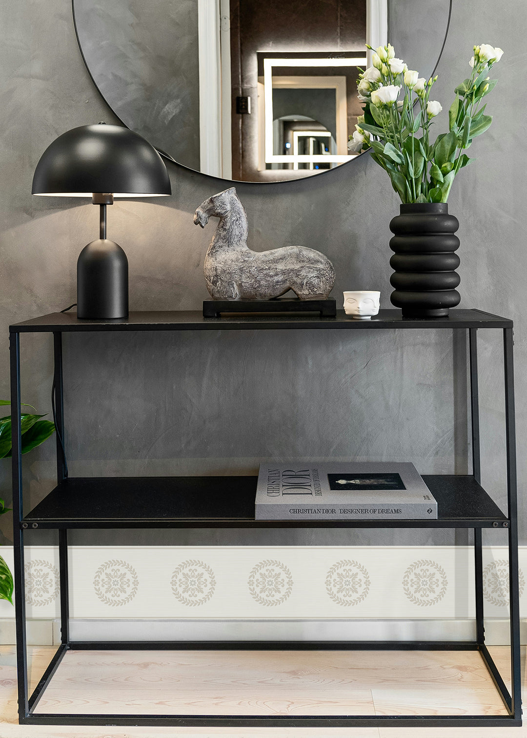 Ronan Medallion Border Cream & Metallic Cookie WH42200 by Seabrook Designs Designer Wallpaper