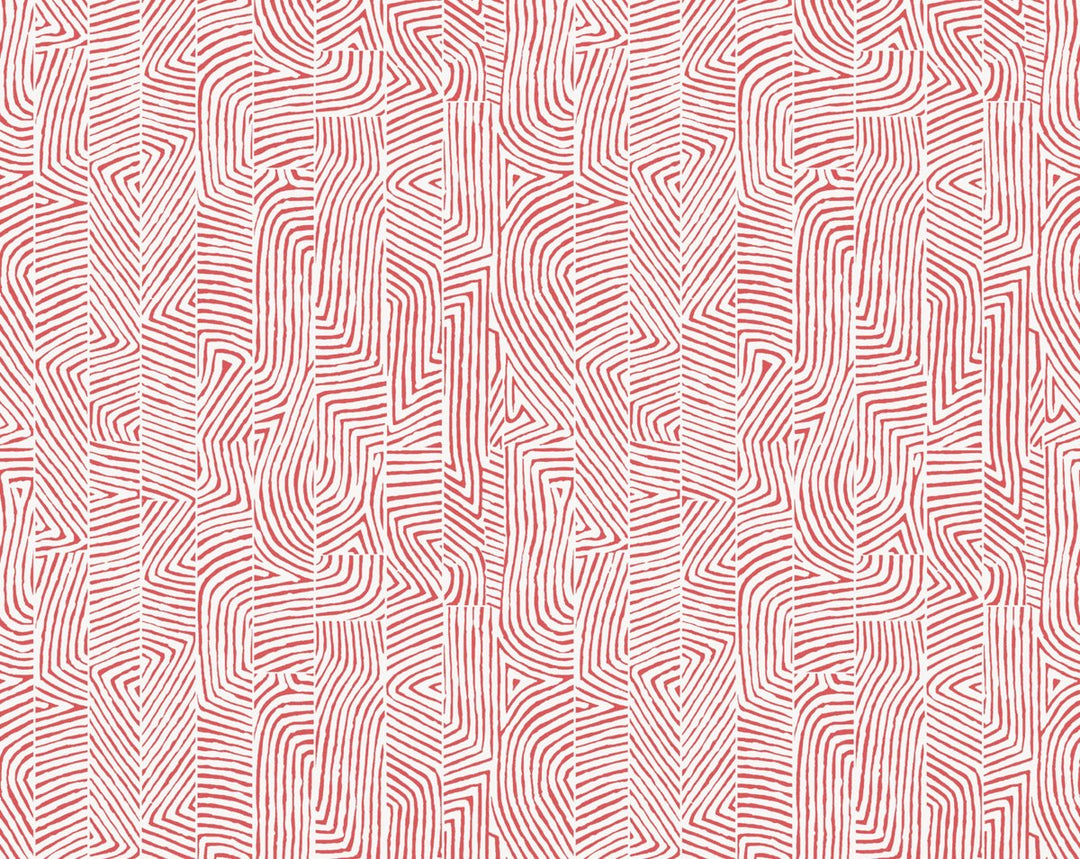 Combed Stripe Wallcovering Coral Red WHNWP88628D004 by Hinson Designer Wallpaper
