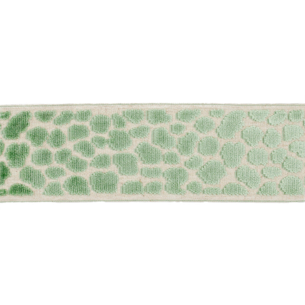 Wilder Tape Caribbean Green by Magnolia Designer Trim - 58% Rayon, 31% Poly, 11% Linen China Horizontal: and Vertical: 3.5 - Swanky Fabrics -