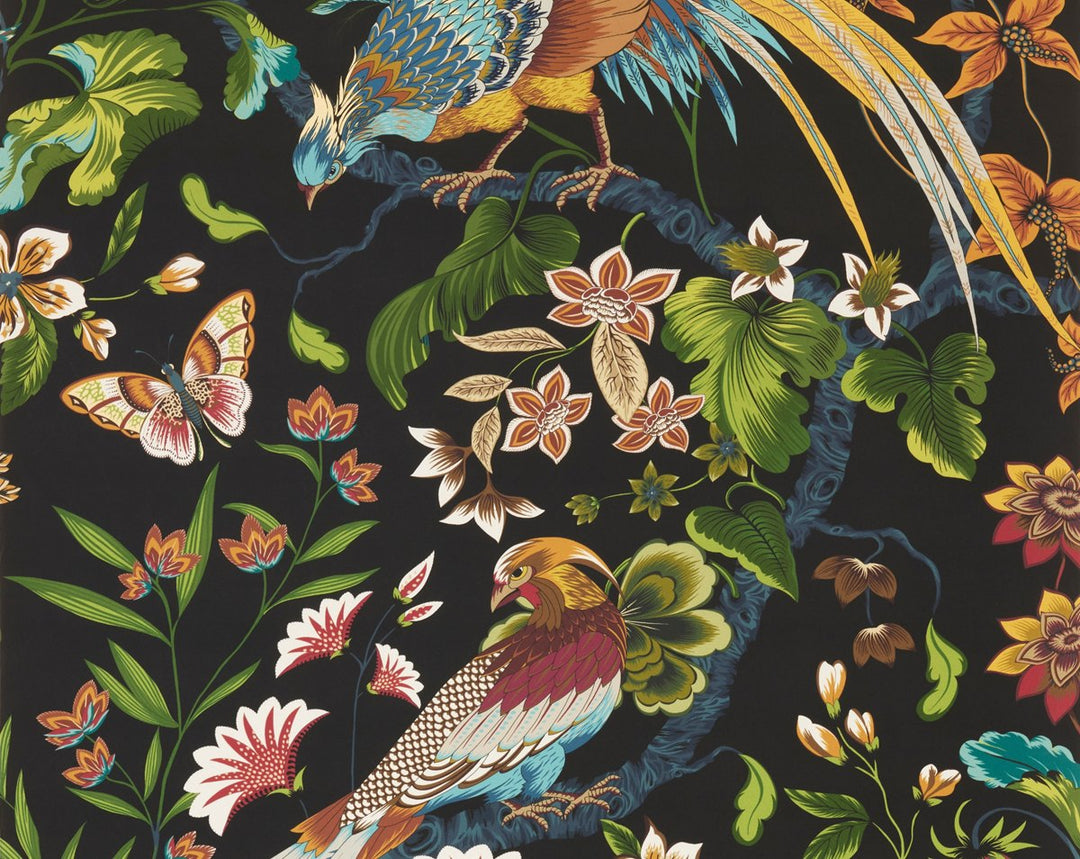 Botany Bay | Wallcovering Black Ruby WJR6822D0002 by Old World Weavers Designer Wallpaper