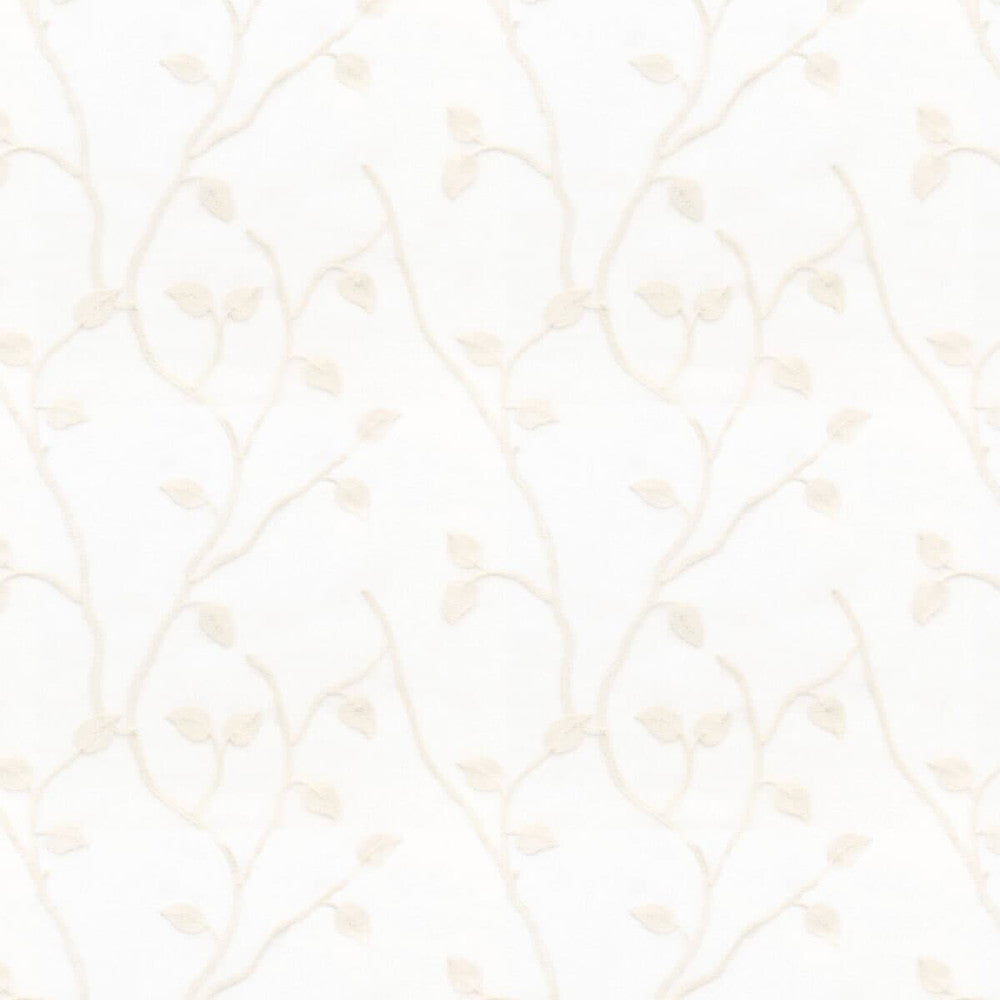 Worcester 1 Pearl by Stout Designer Fabric Color My Window Embroidery/Snow 100% Polyester Linen Cotton Embroidery CHINA Horizontal: 11.5 and Vertical: 14.5 52 in - Swanky Fabrics -