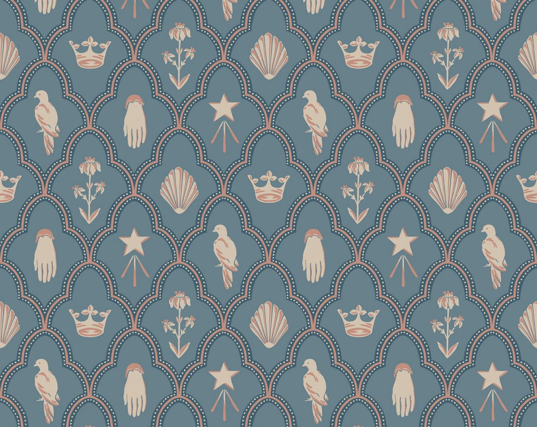 Turtledove Barn Indigo Blue WSBTURTLE0272 by Sandberg Designer Wallpaper