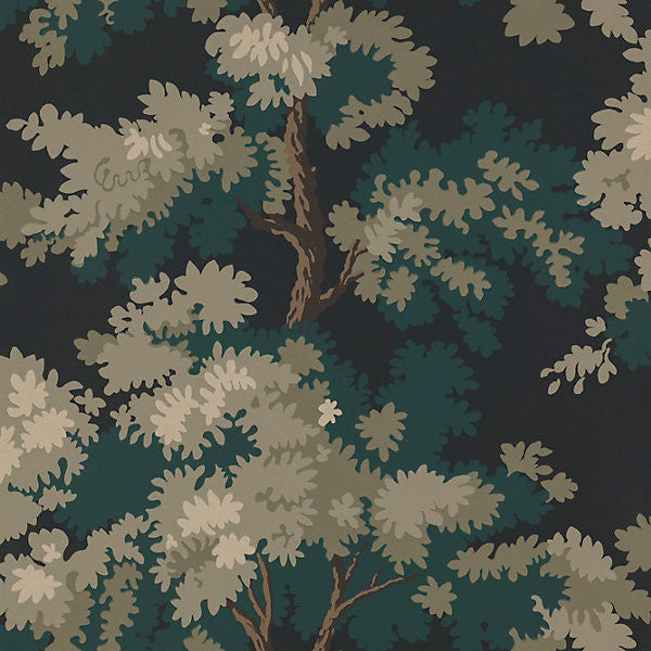 Raphael/Black / Dark Green 0444-081 by Sandberg Designer Wallpaper SWEDEN Horizontal: 20.86" and Vertical: 20.87" 20.87" - Swanky Fabrics -