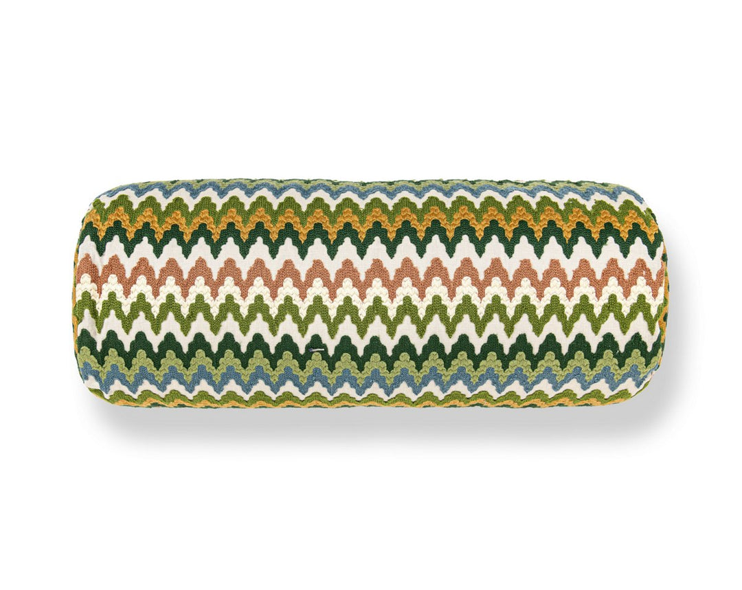 Rainbow Mountain Crewel Pillow 21 X 7 - Forest Clay WWBADK273390002 by Scalamandre Designer Pillow