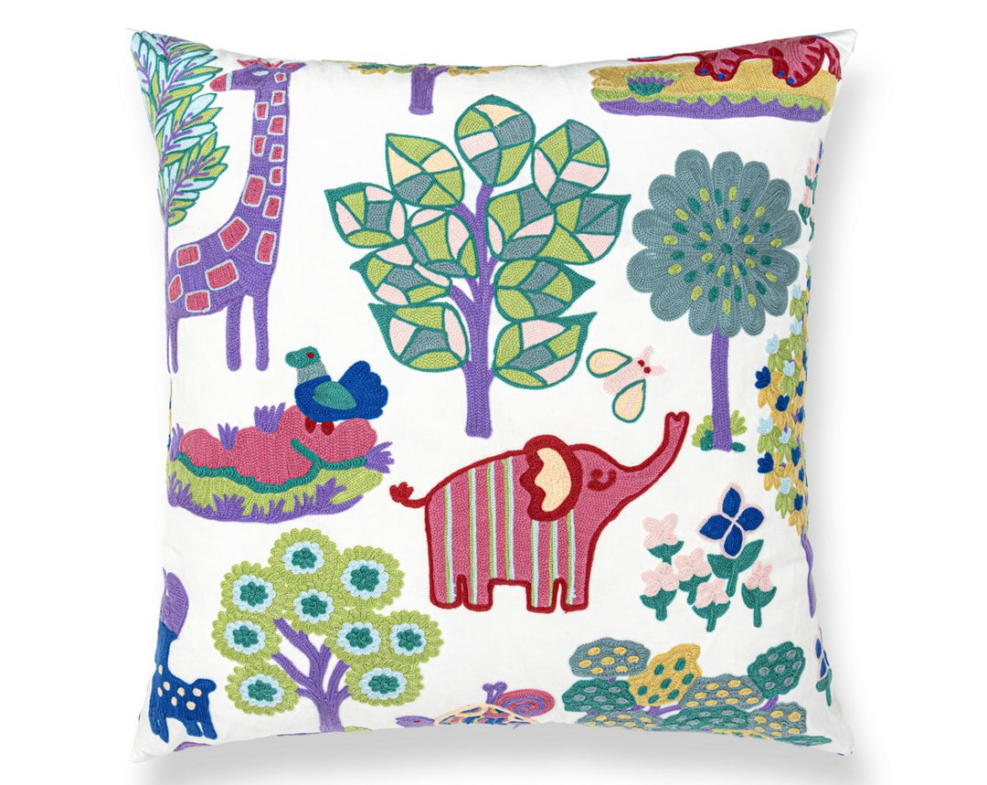 Nursery Crewel Pillow 24 X 24 - Pastels WWSEDK273370002 by Scalamandre Designer Pillow