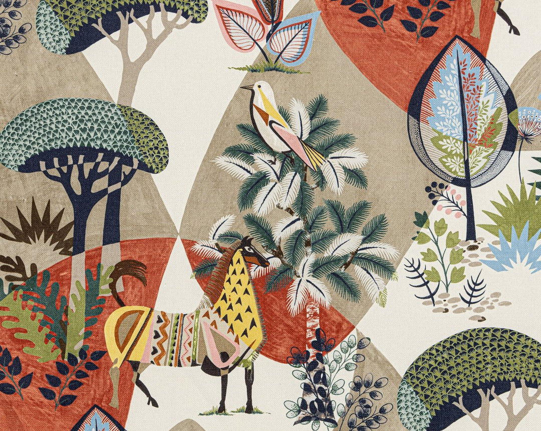 Llamas Red Tan Multi WW166610001 by Old World Weavers Designer Fabric