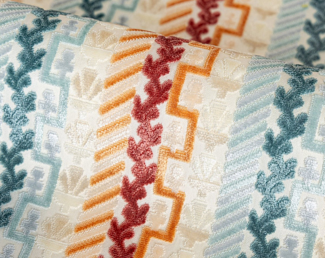 Villelaure Orange Teal WW273400002 by Old World Weavers Designer Fabric