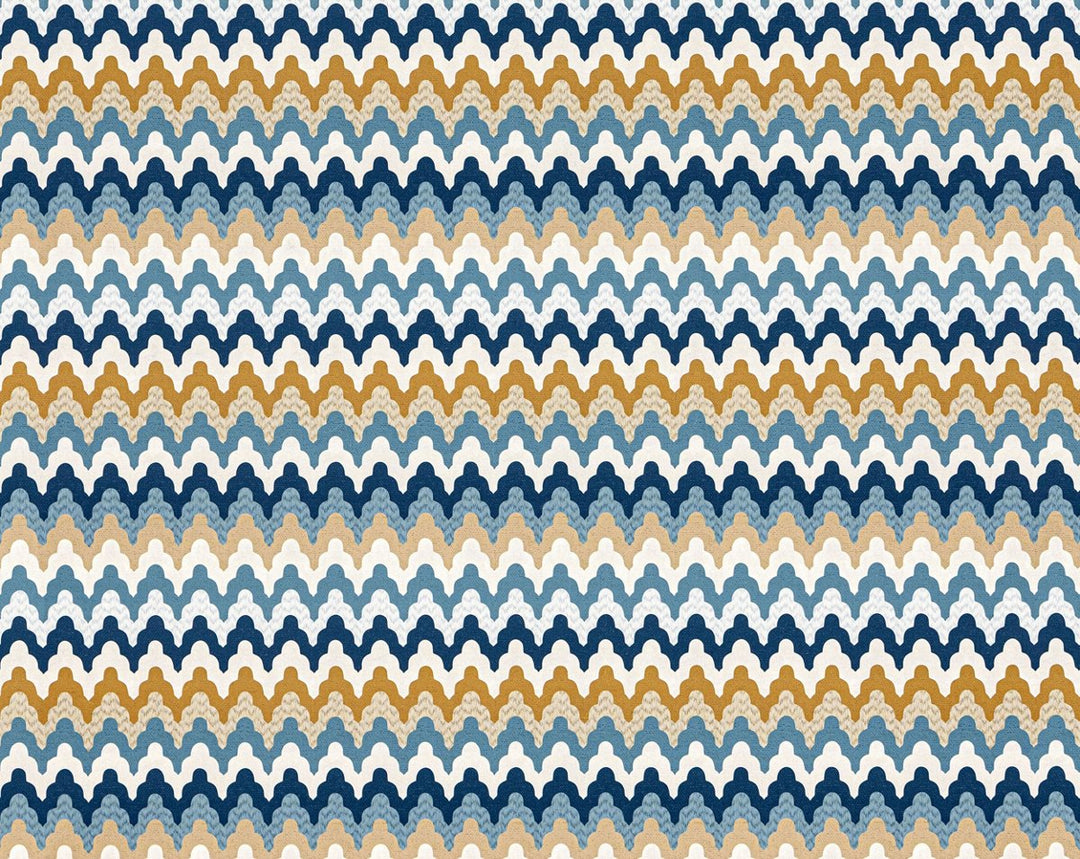 Rainbow Mountain Wallcovering Denim Gold WWWP88607D0003 by Old World Weavers Designer Wallpaper