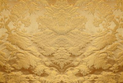 Urbino Damask Gold Y064700086 by Old World Weavers Designer Fabric 42% VISCOSE 30% COTTON 28% SILK ITALY LIGHT DUTY Horizontal: 24" and Vertical: 51 - Swanky Fabrics -