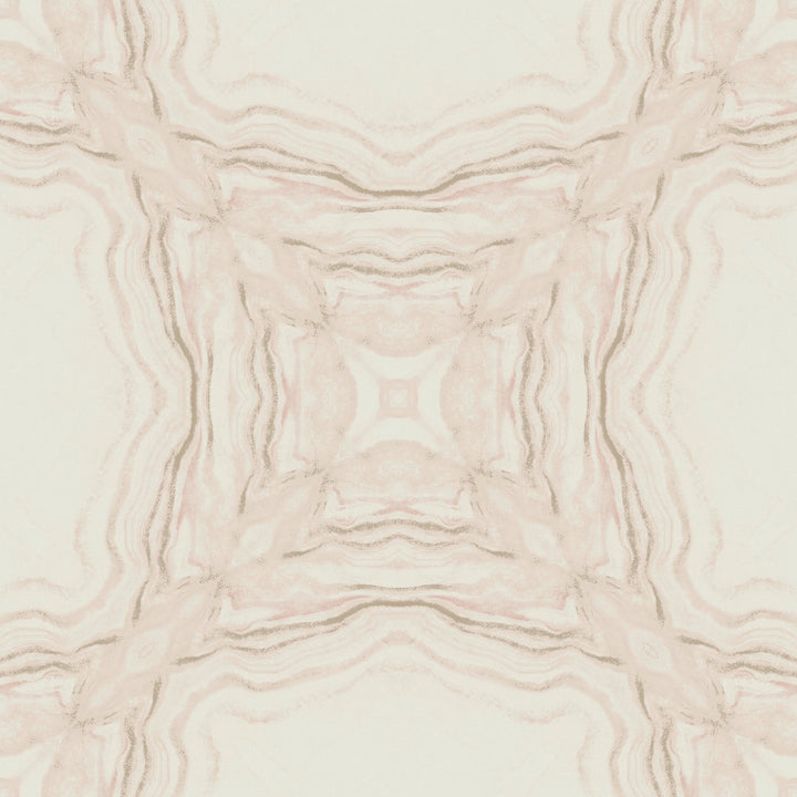 Stone Kaleidoscope Pink Metallic Wallpaper by Antonina Vella Designer Antonina Vella Natural Opalescence Covers about 57.8 square feet 21-in by 33-ft long roll Unpasted 20.8 - Swanky Fabrics -