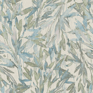 Rainforest Leaves Blue & Green Wallpaper by Antonina Vella Designer