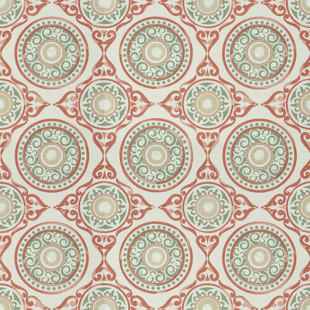 Yield 1 Coral by Stout Designer Fabric Rainbow Library Berry/Cinnabar 100% Cotton Viscose Embroidery INDIA WYZENBEEK 30 000 DOUBLE RUB WEAR TEST (HEAVY DUTY) Horizontal: 18 and Vertical: 17.75 51 in - Swanky Fabrics -
