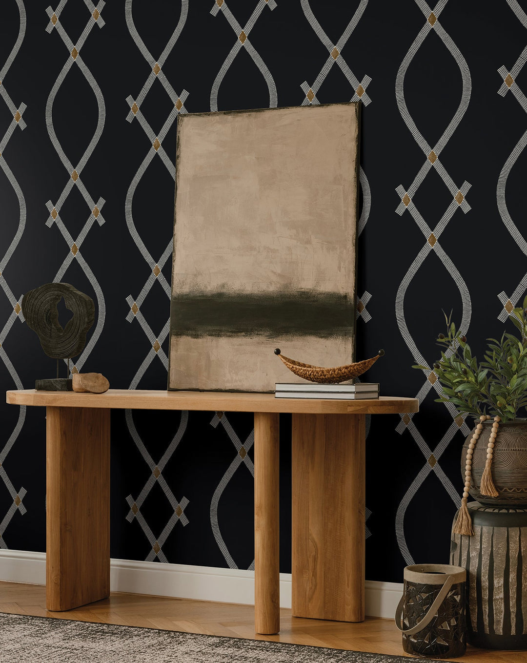 Ellena Black Wallpaper by Ronald Redding Designer