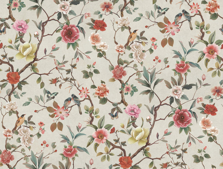 Kimora's Garden Ivory Wallpaper by Ronald Redding Designer