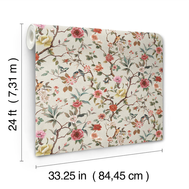 Kimora's Garden Ivory Wallpaper by Ronald Redding Designer