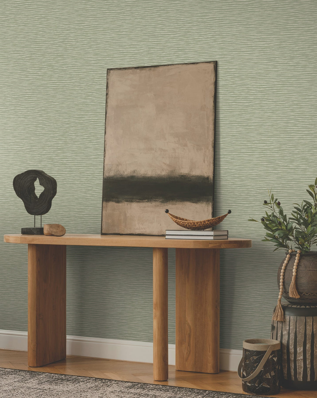 Lotus Weave Moss Wallpaper by Ronald Redding Designer