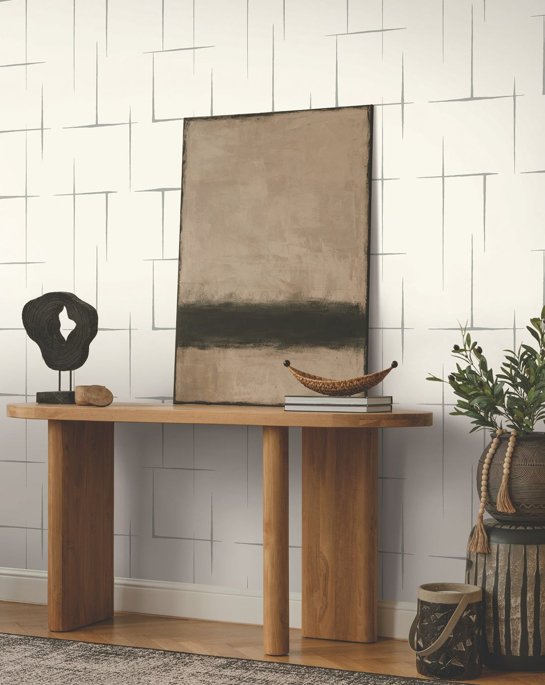 Malia Grey & White Wallpaper by Ronald Redding Designer