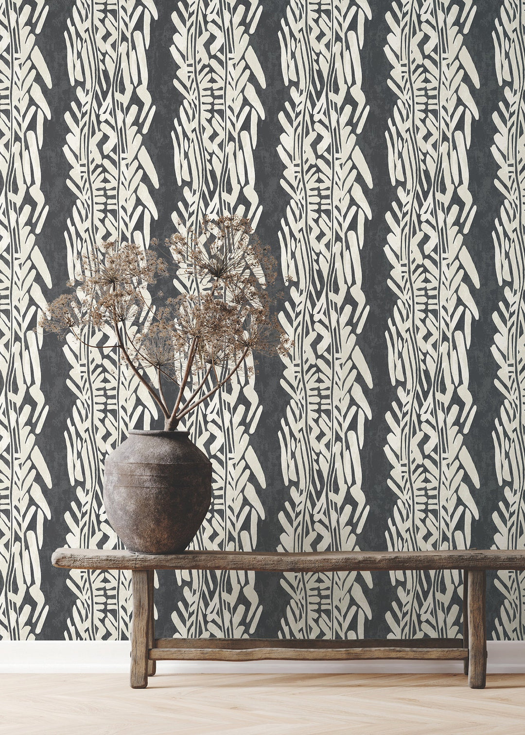 Timira Charcoal Wallpaper by Ronald Redding Designer
