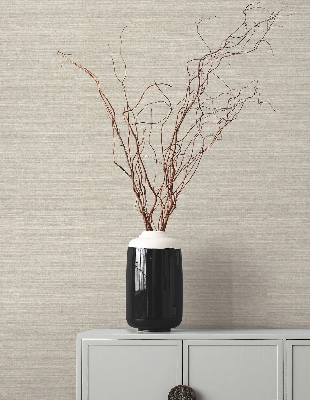 Amyra Silk Beige Wallpaper by Ronald Redding Designer