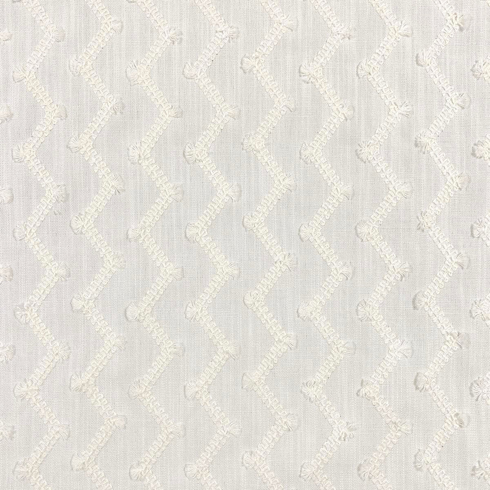 Zag Ivory by Magnolia Designer Fabric - Base: 100% Polyester Emb: 100% Cotton India 5000 Horizontal: 4.50" and Vertical: 2" 53" - Swanky Fabrics -