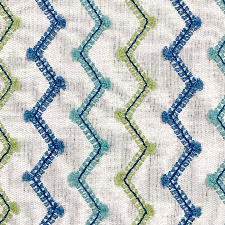 Zag Oceanic by Magnolia Designer Fabric - Base: 100% Polyester Emb: 100% Cotton India 5000 Horizontal: 4.50" and Vertical: 2" 53" - Swanky Fabrics -