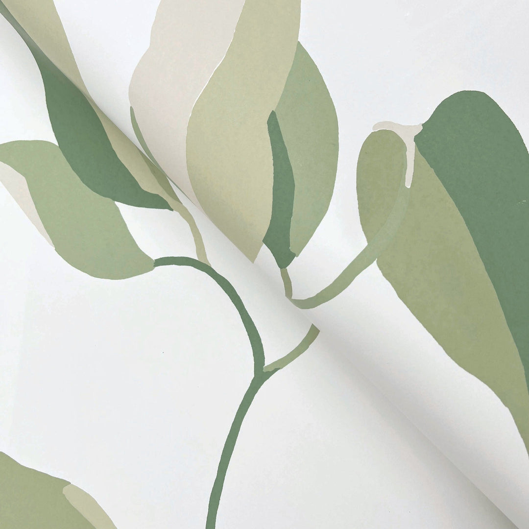 Brushwork Branches Leaf Green Wallpaper by York Wallcoverings Designer