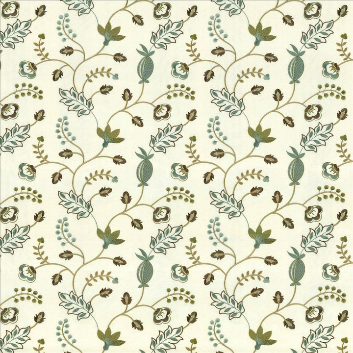 Abberville Crystal by Kasmir Designer Fabric 1443 100% Polyester Embroidery 100% Polyester INDIA 30,000 Wyzenbeek Double Rubs Horizontal: 13 inches and Vertical: 9 4/8 inches 54 - 55 - Swanky Fabrics -