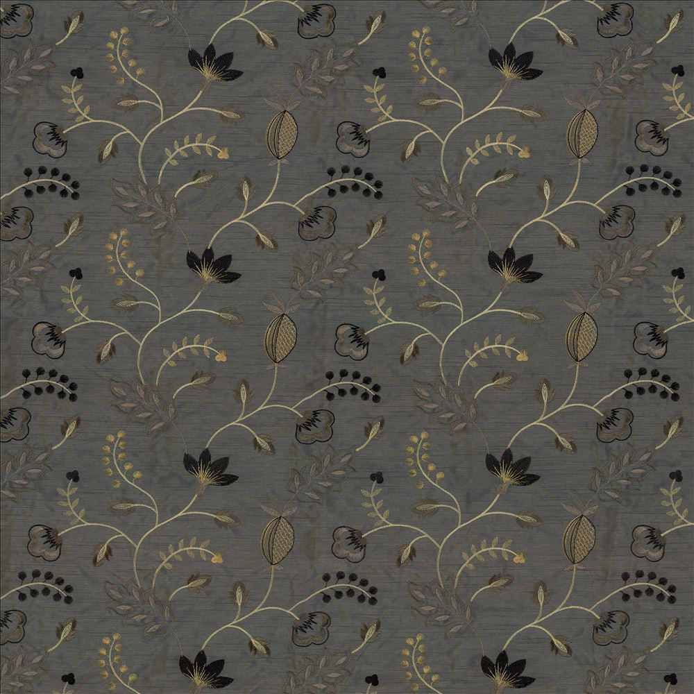 Abberville Steel  by Kasmir Designer Fabric 1443 100% Polyester
Embroidery
100% Polyester
 INDIA 30,000 Wyzenbeek Double Rubs Horizontal: 13 inches and Vertical: 9 4/8 inches 52  - Swanky Fabrics -