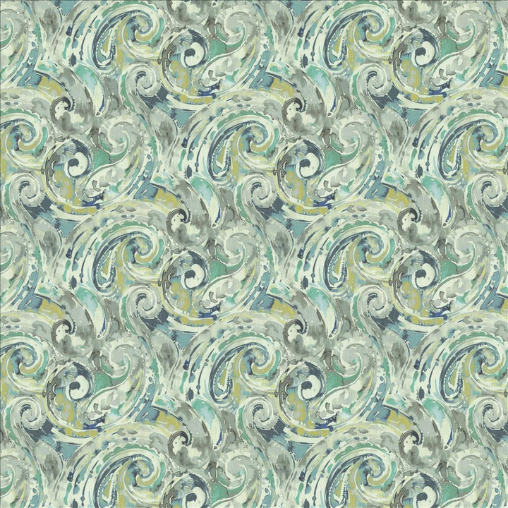 Abstract Paisley Blue Lagoon  by Kasmir Designer Fabric 1453 100% Cotton
 SOUTH KOREA 30,000 Wyzenbeek Double Rubs Horizontal: 18 inches and Vertical: 17 4/8 inches 54  - Swanky Fabrics -